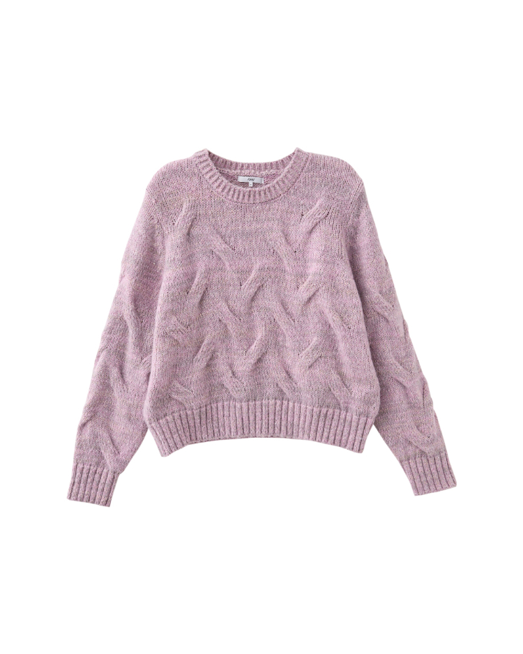 JOAN亮蔥立體麻花短版針織上衣