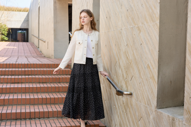 JOAN輕甜日常圓點層次長裙