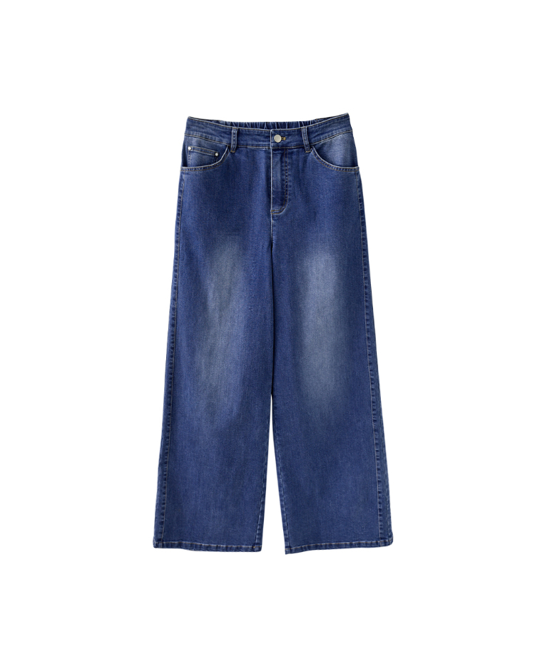 JOAN率性修身直筒寬版牛仔褲