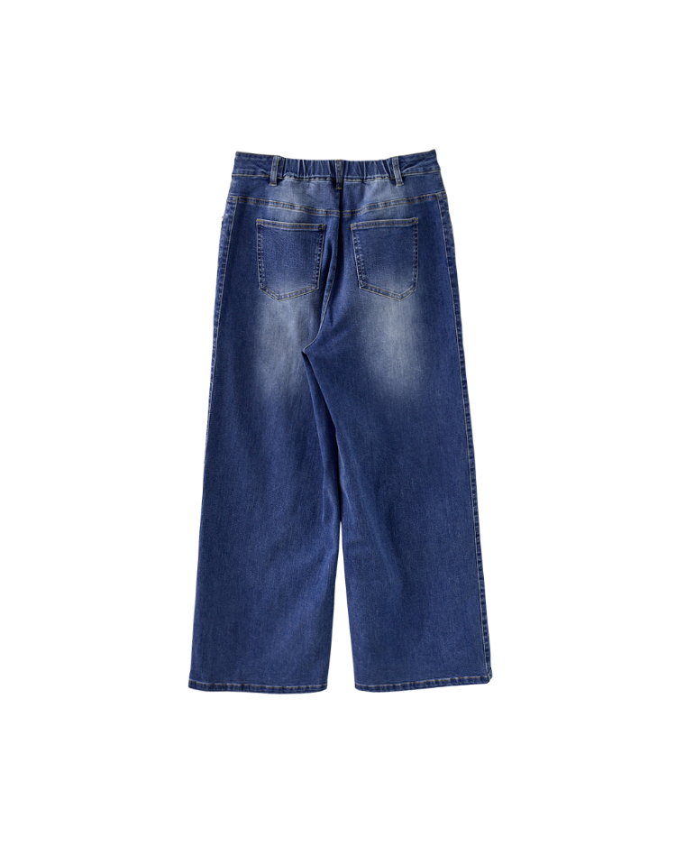 JOAN率性修身直筒寬版牛仔褲