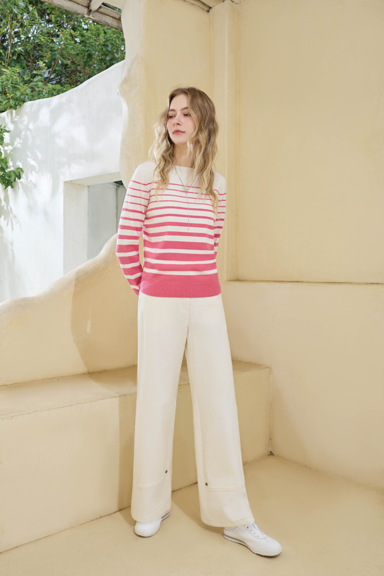 JOAN可反摺刷色牛仔寬褲