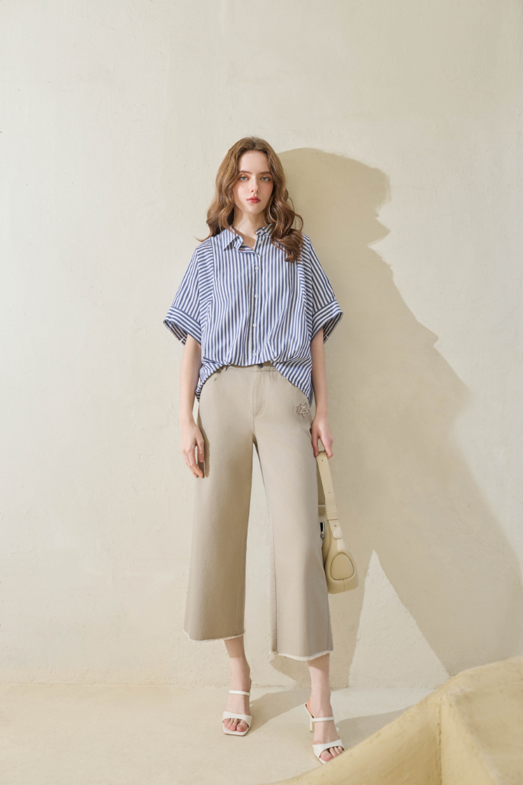 JOAN都會率性星星電繡八分寬褲