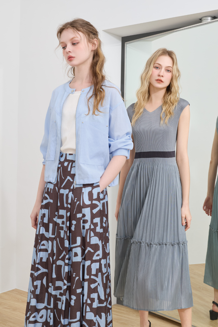 JOAN藝術感印花寬擺褲裙