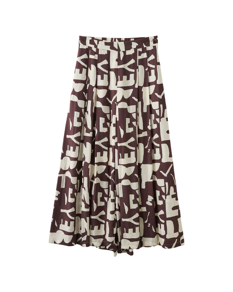 JOAN藝術感印花寬擺褲裙