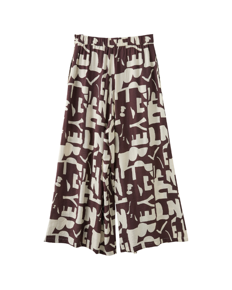 JOAN藝術感印花寬擺褲裙