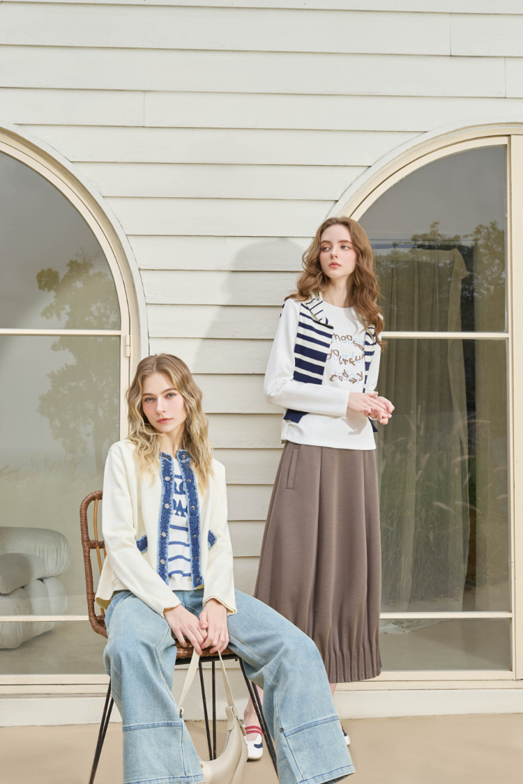 JOAN下擺細摺氣球中長裙