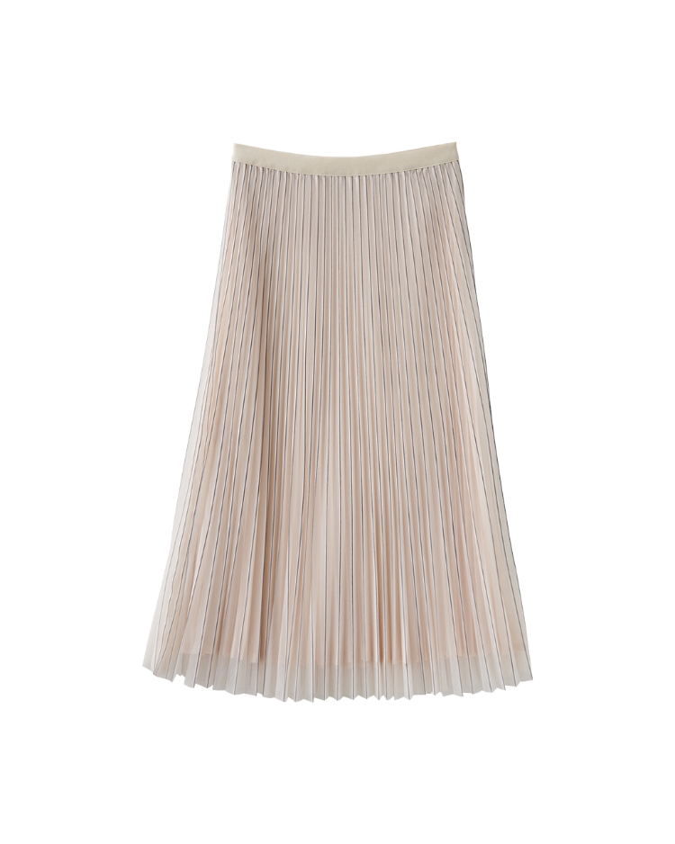 JOAN輕霧垂墜網紗壓摺長裙