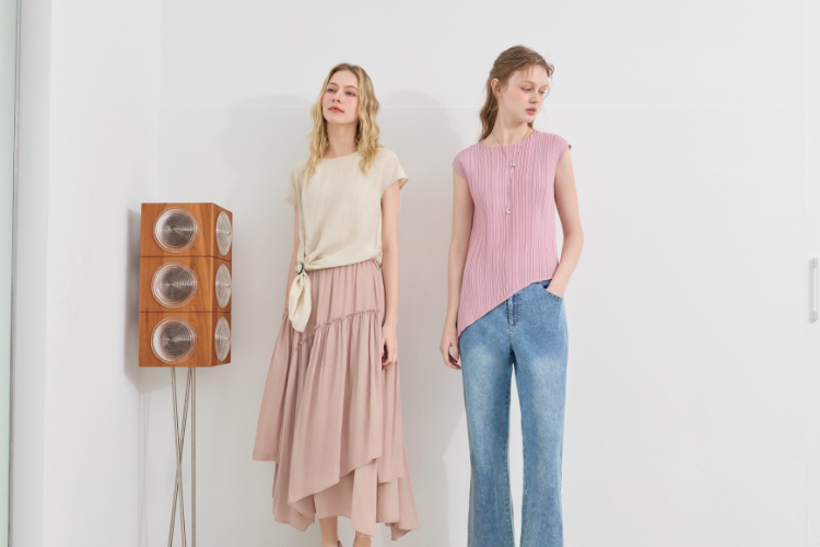 JOAN柔霧不對稱蛋糕長裙