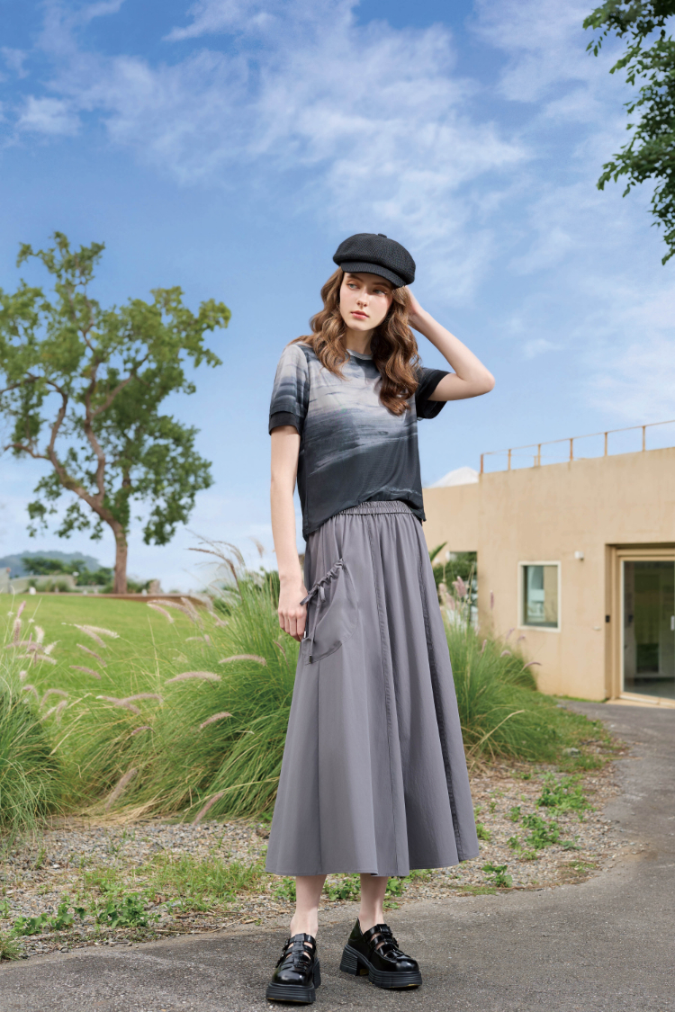 JOAN立體口袋鬆緊腰A字長裙