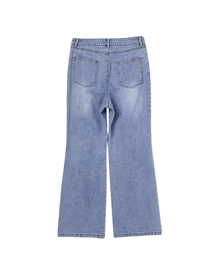 DE NOVO個性刷破無彈性靴型褲