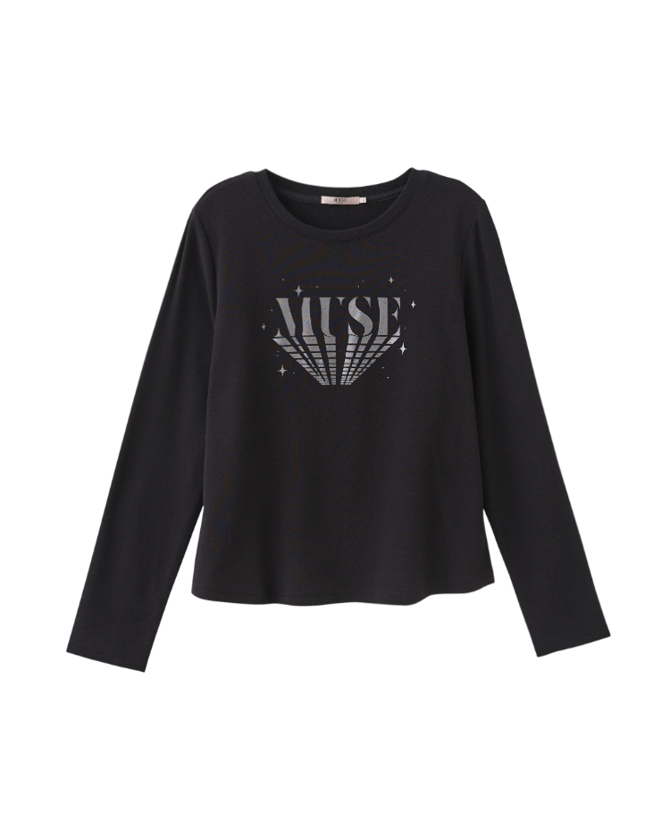 DENOVO細緻暖感磨毛標語上衣