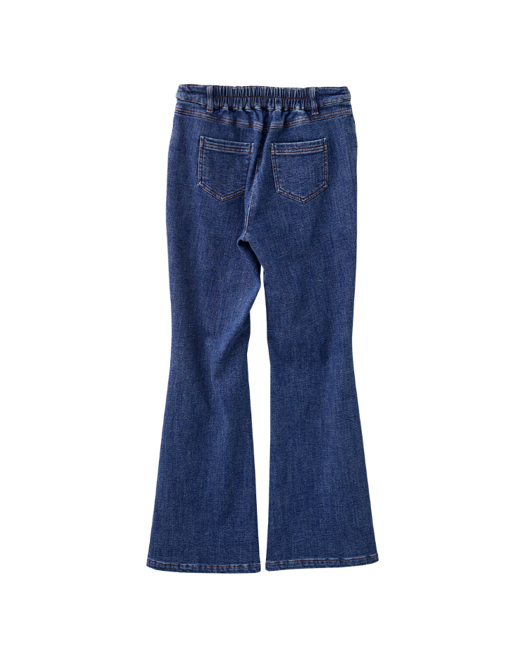 DENOVO輕磨毛彈性修身牛仔喇叭褲