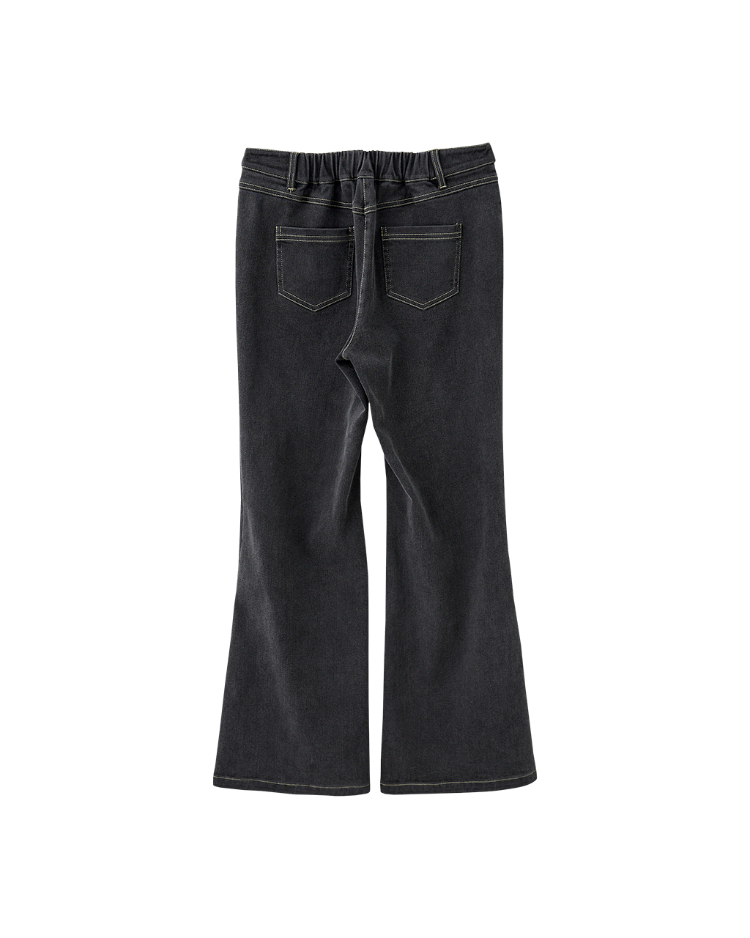 DENOVO輕磨毛彈性修身牛仔喇叭褲