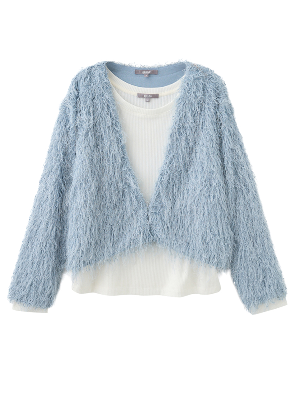 CHANG YU x abito兩件式蓬鬆短毛上衣