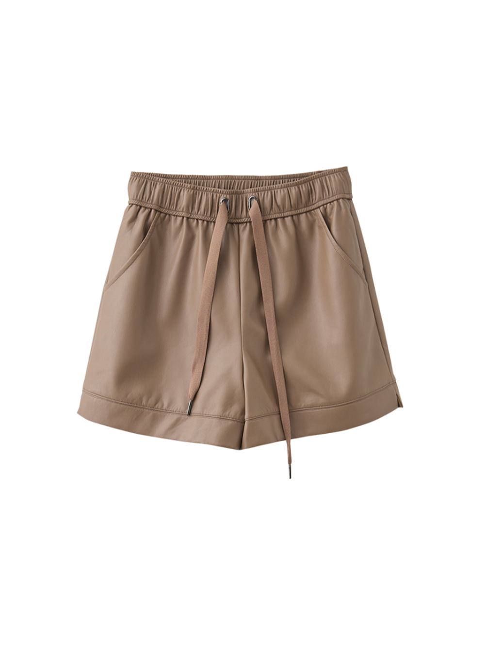 abito鬆緊腰頭皮革短褲