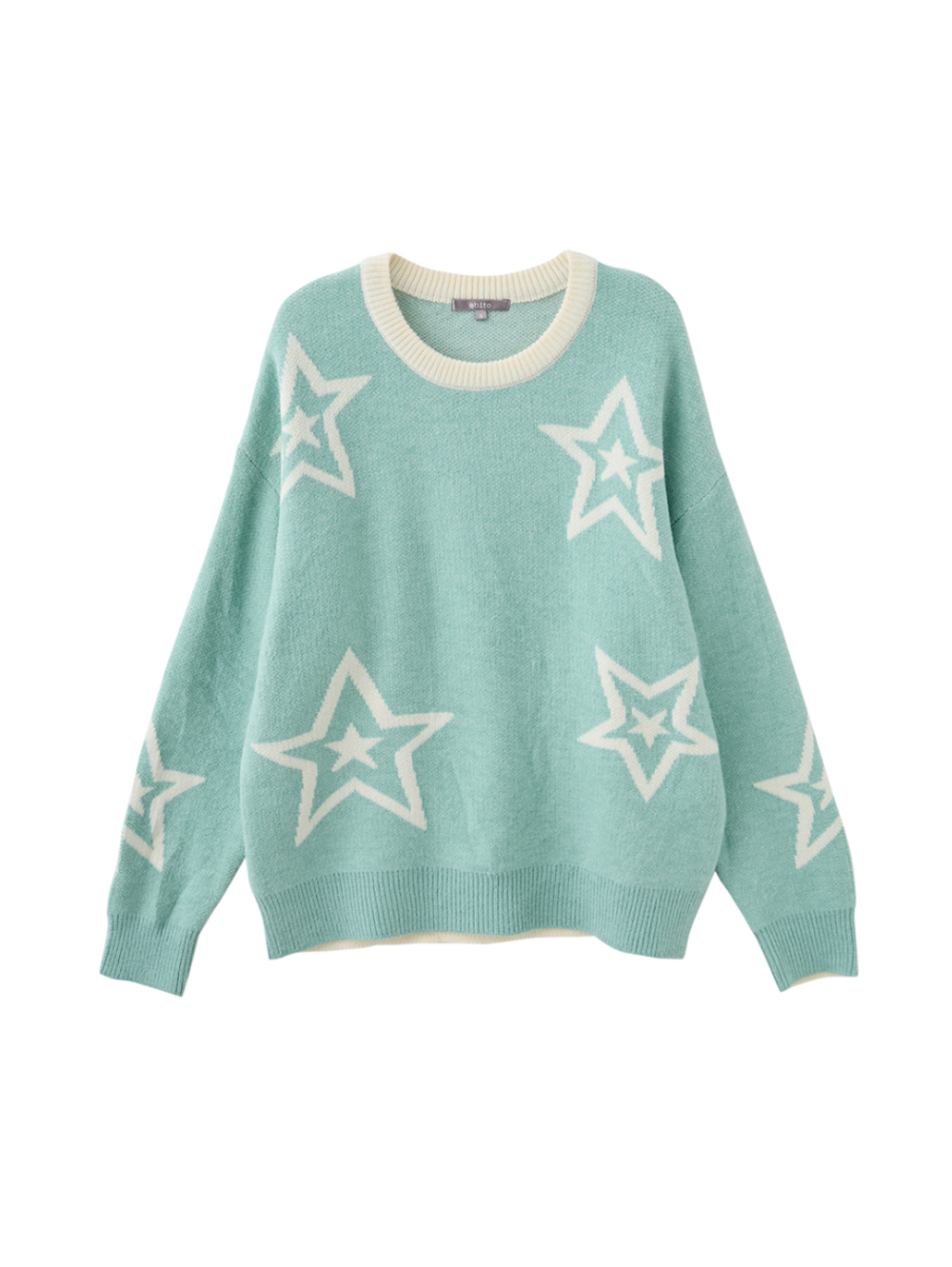abito跳色拼接星星針織上衣