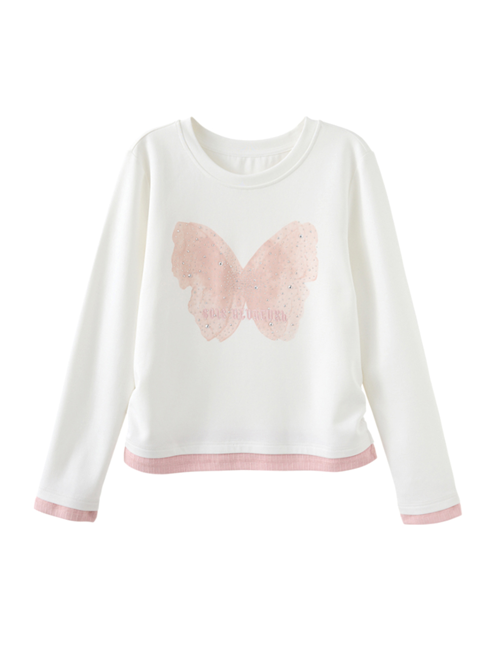 abito蝴蝶貼鑽假兩件上衣