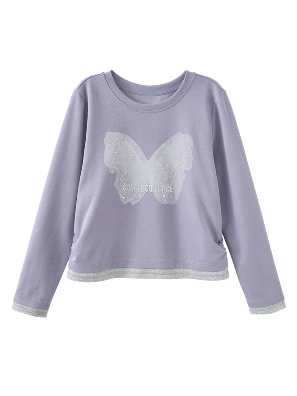 abito蝴蝶貼鑽假兩件上衣