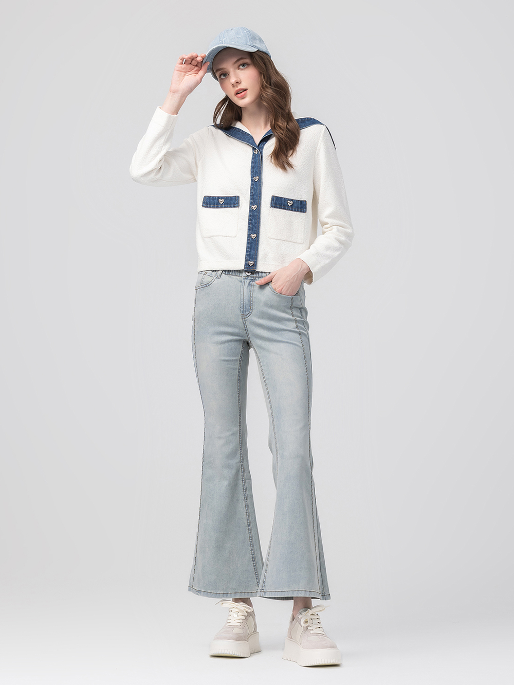 abito高腰雙釦喇叭褲