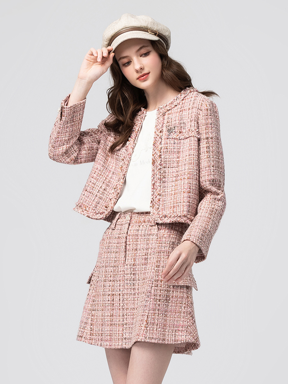 abito經典交織格紋短裙