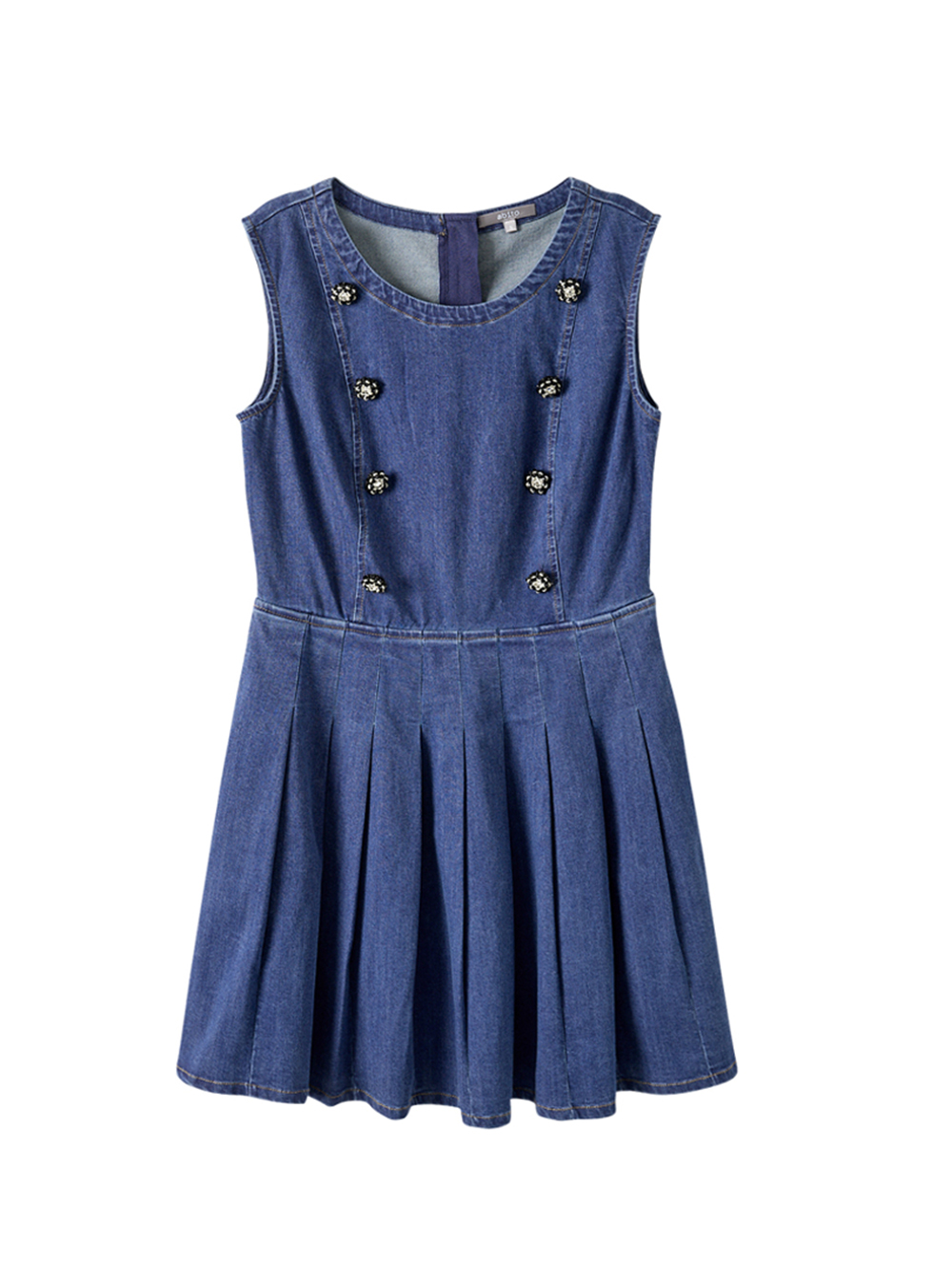 abito優雅丹寧百褶洋裝