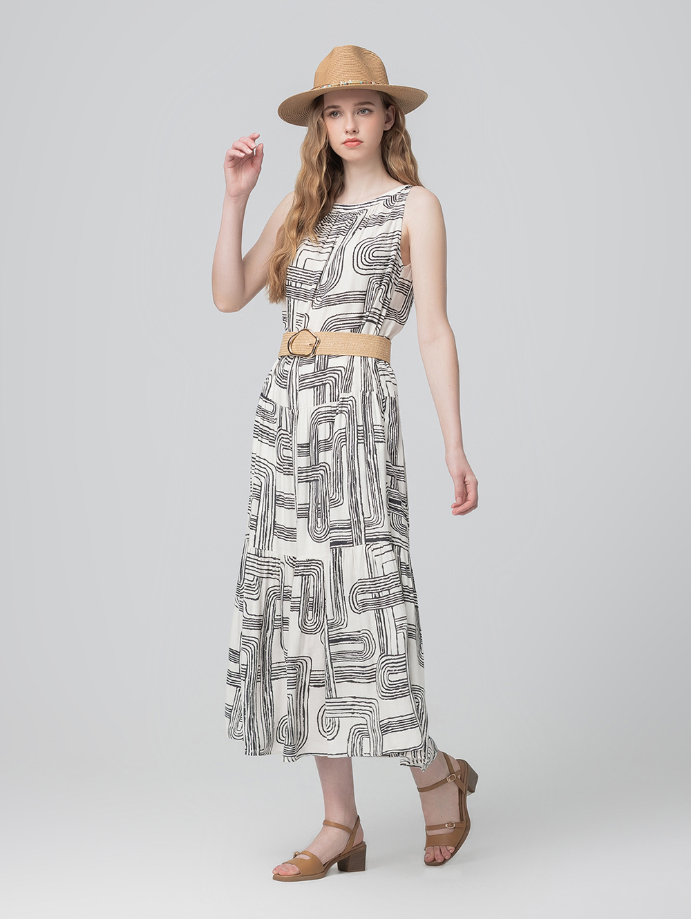 abito藝術線印花洋裝