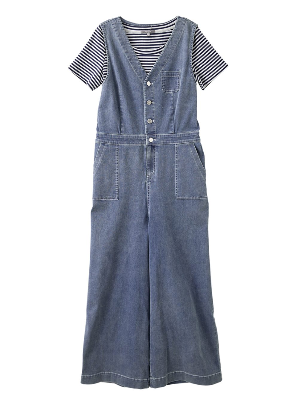 abitoV領排釦工裝牛仔連身褲