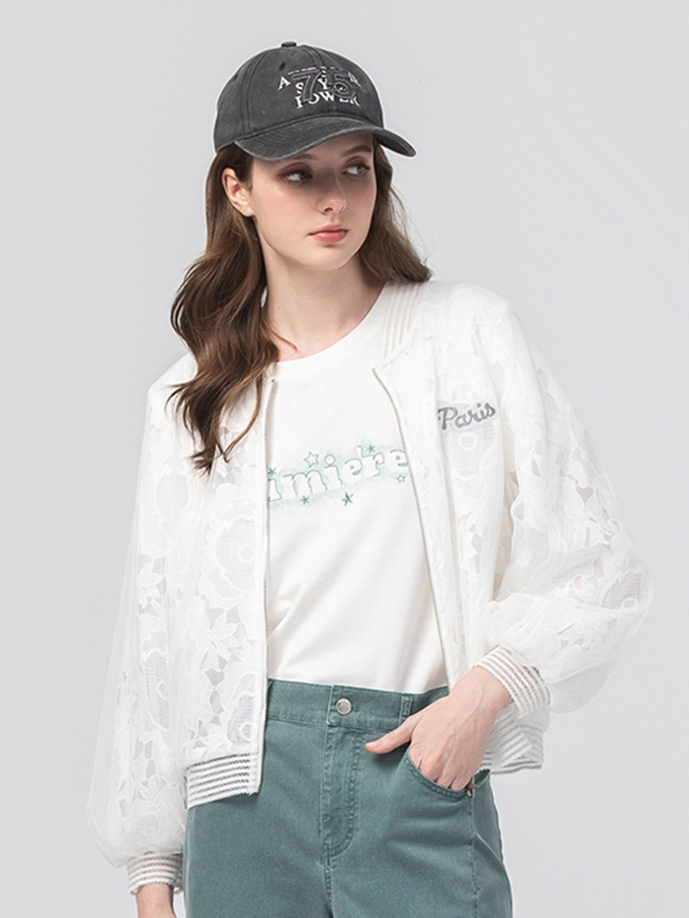 abito氣質蕾絲透膚外套