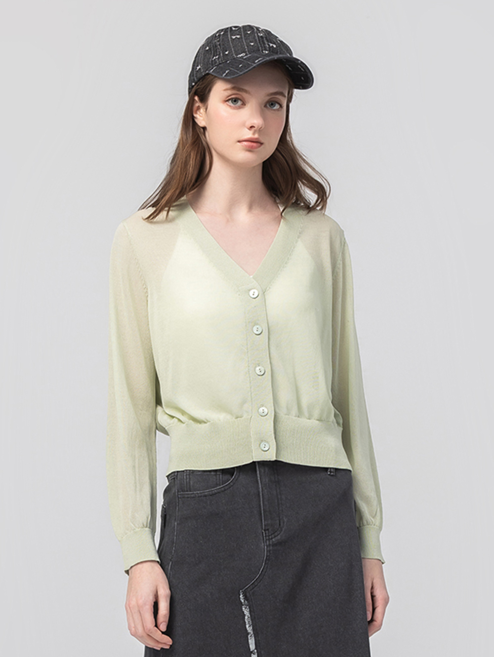 abito簡約素色V領針織外套