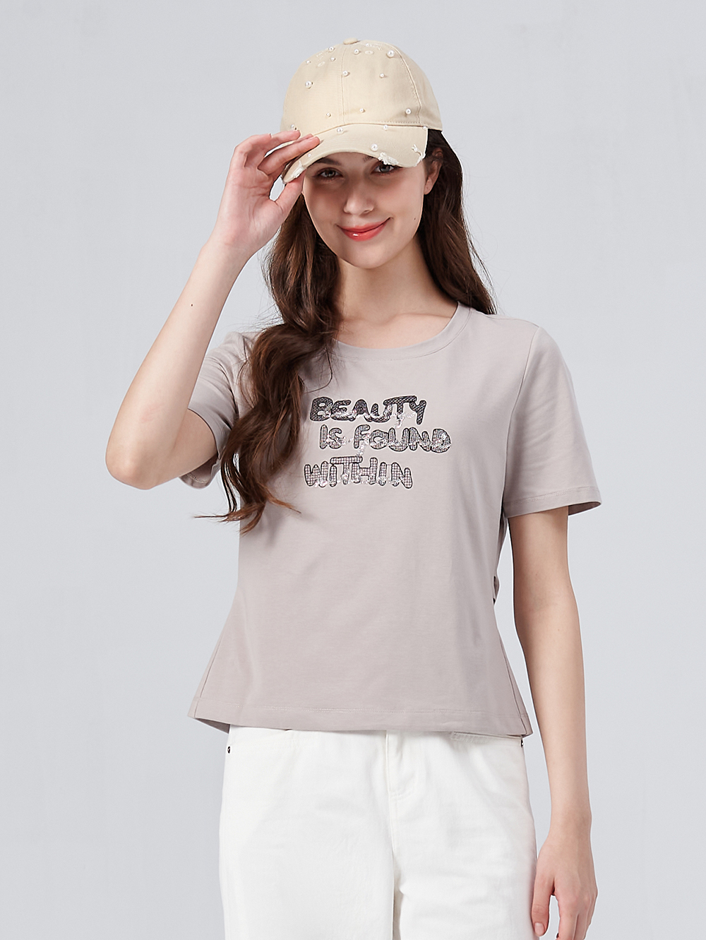 DITA精緻亮片字母T-SHIRT