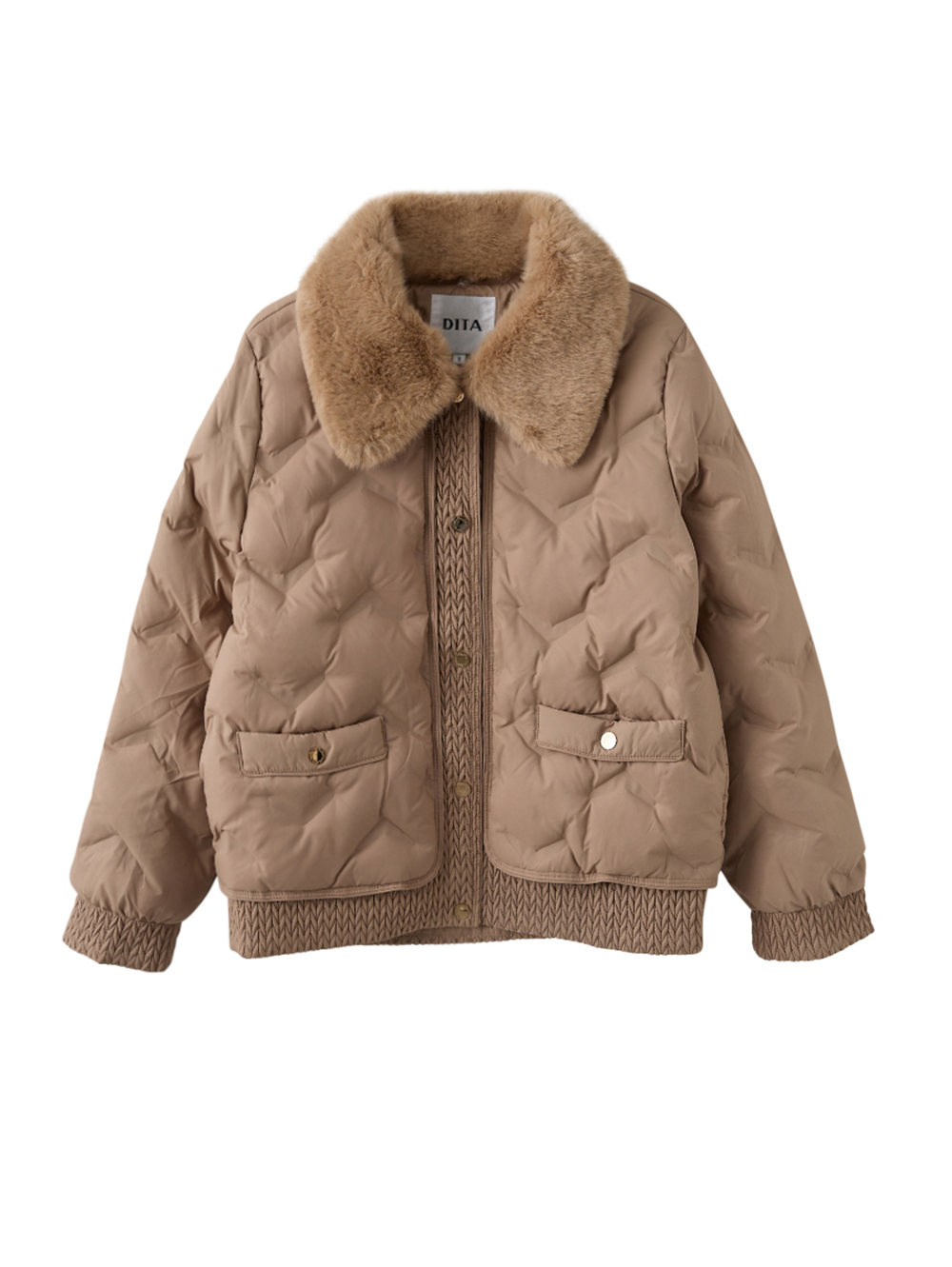 DITA絎縫襯衫領羽絨外套