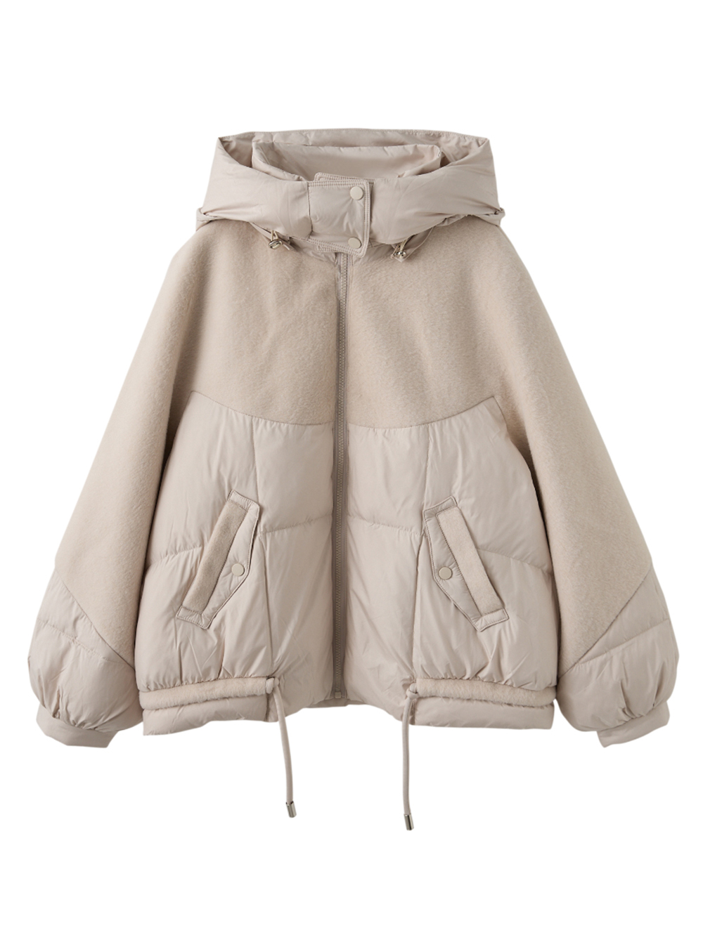 DITA份量感毛料拼接羽絨外套