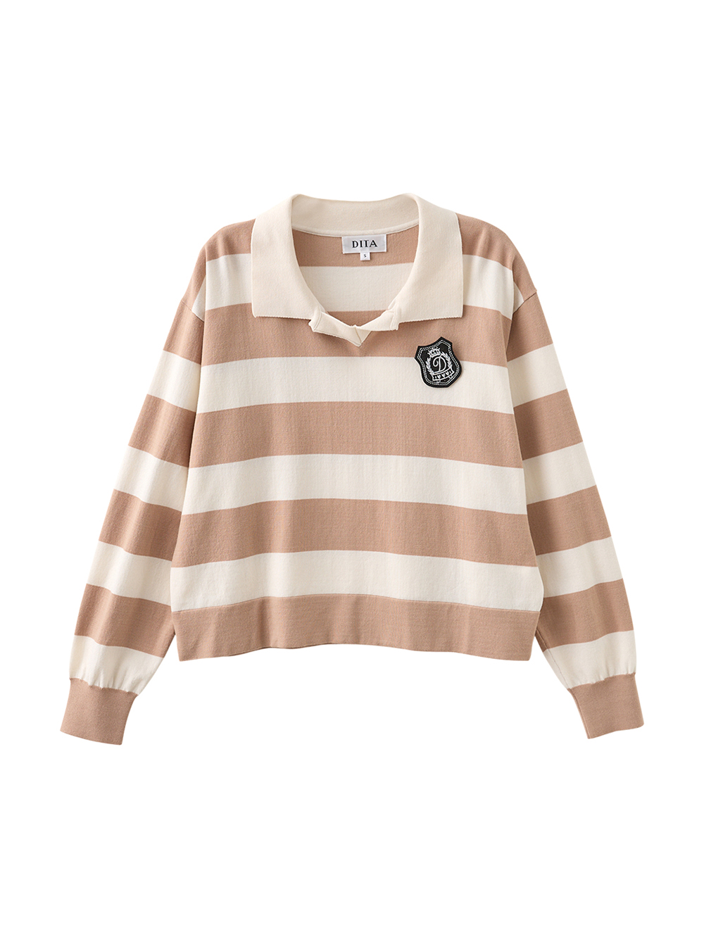 DITA短版寬條紋針織上衣