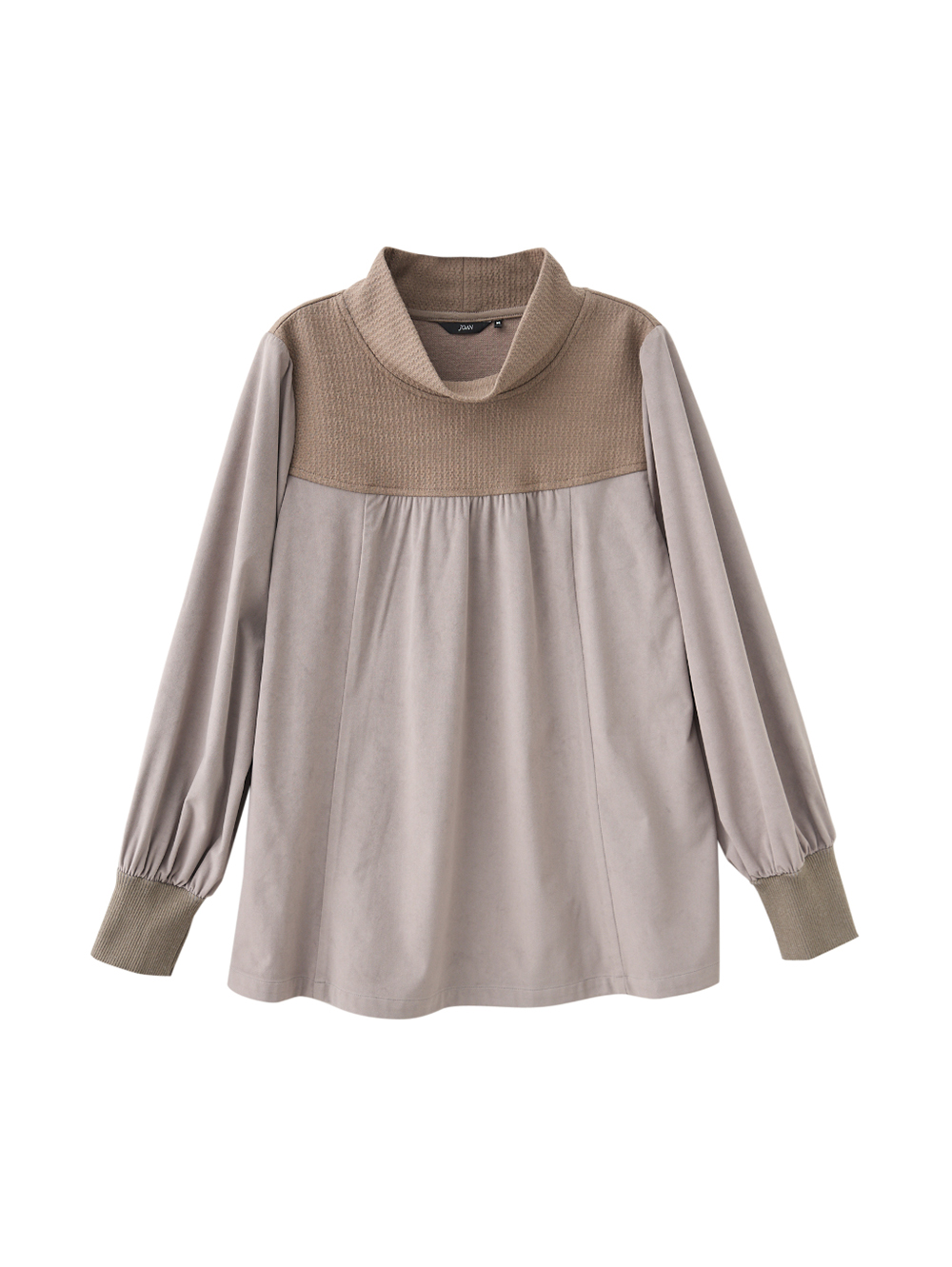 JOAN異材質拼接立領傘擺上衣