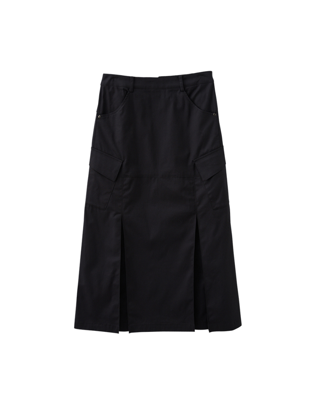 DENOVO都會輕工裝前開岔口袋中長裙