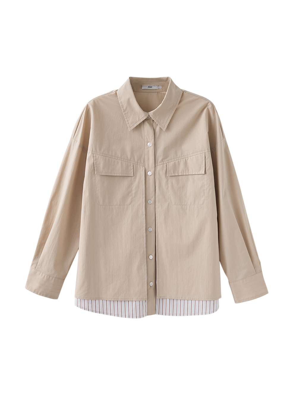 DENOVO質感日常雙層拼接襯衫