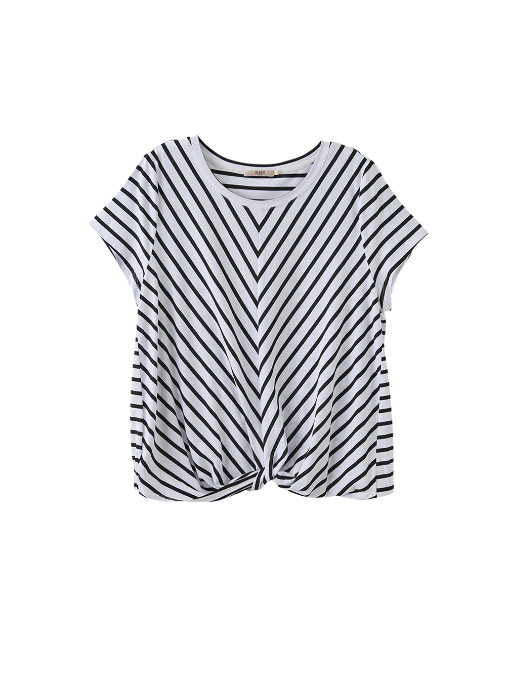 DENOVO扭結條紋修身彈性上衣