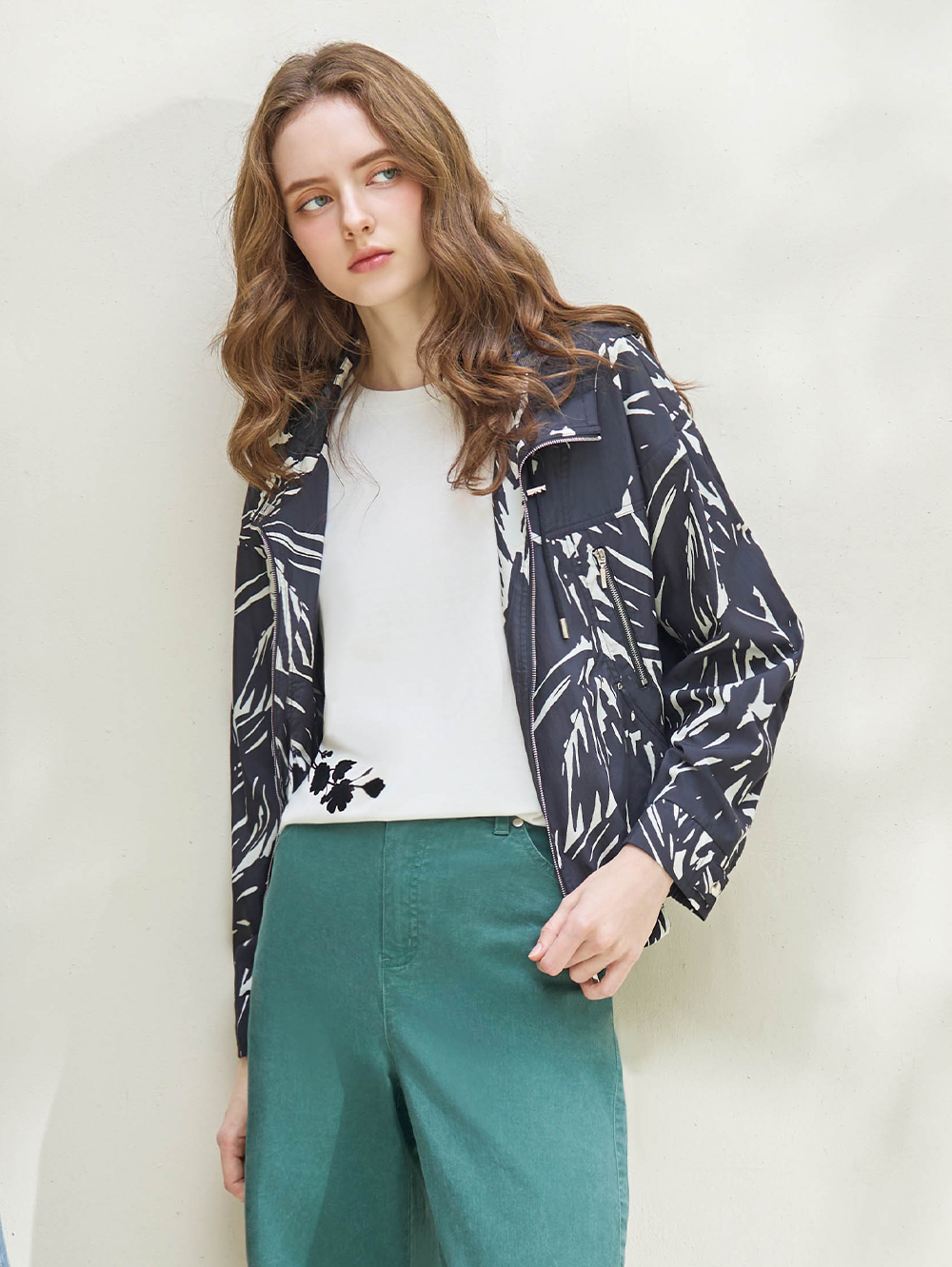 DENOVO率性筆刷印花連帽外套