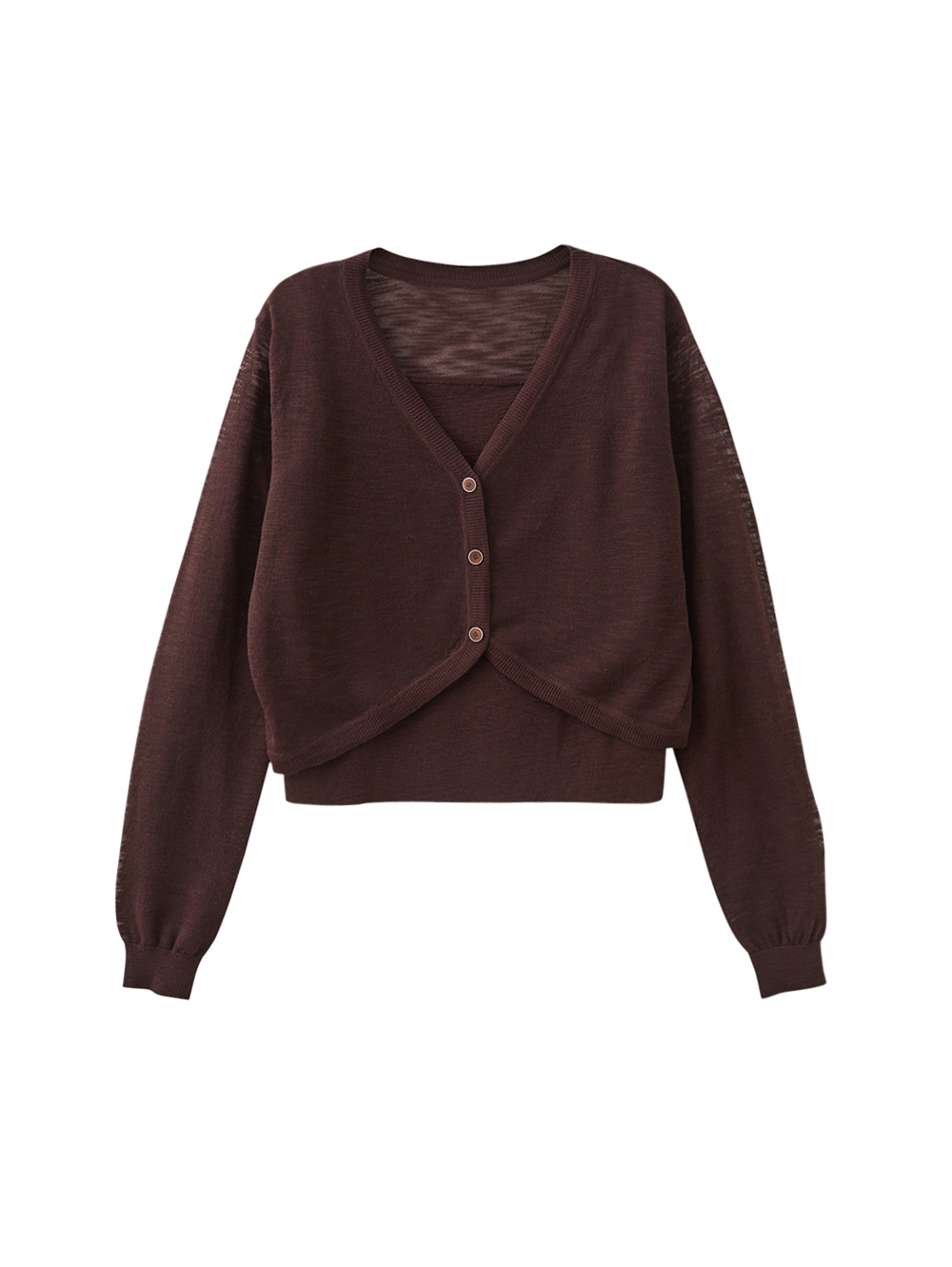 DENOVO溫柔線條V領針織外罩背心兩件組