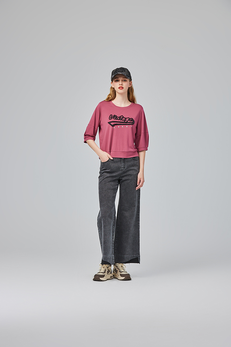 abito修長不收邊牛仔寬褲