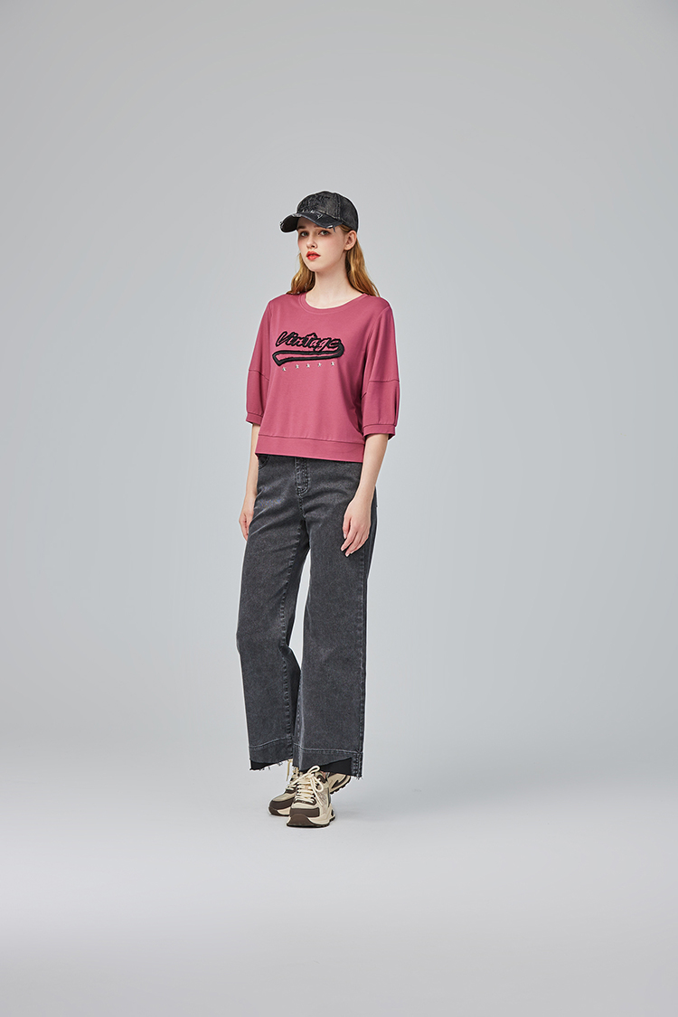 abito修長不收邊牛仔寬褲