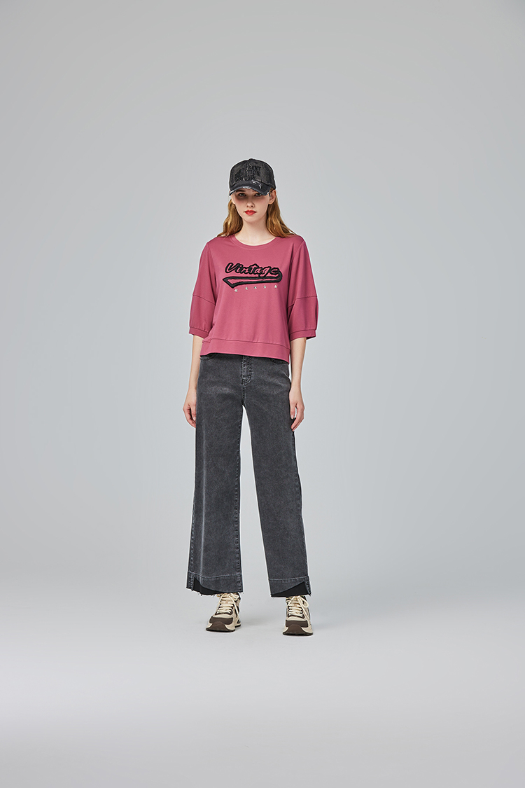 abito修長不收邊牛仔寬褲