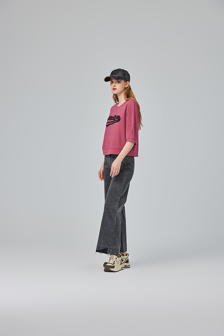 abito修長不收邊牛仔寬褲