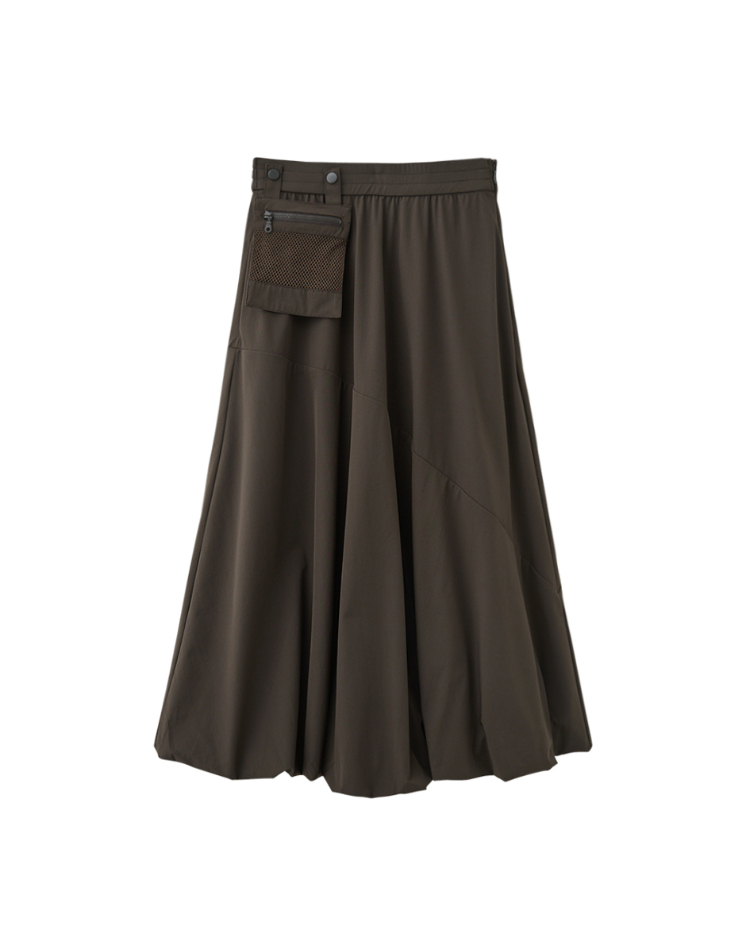 abito網布拼接口袋長裙