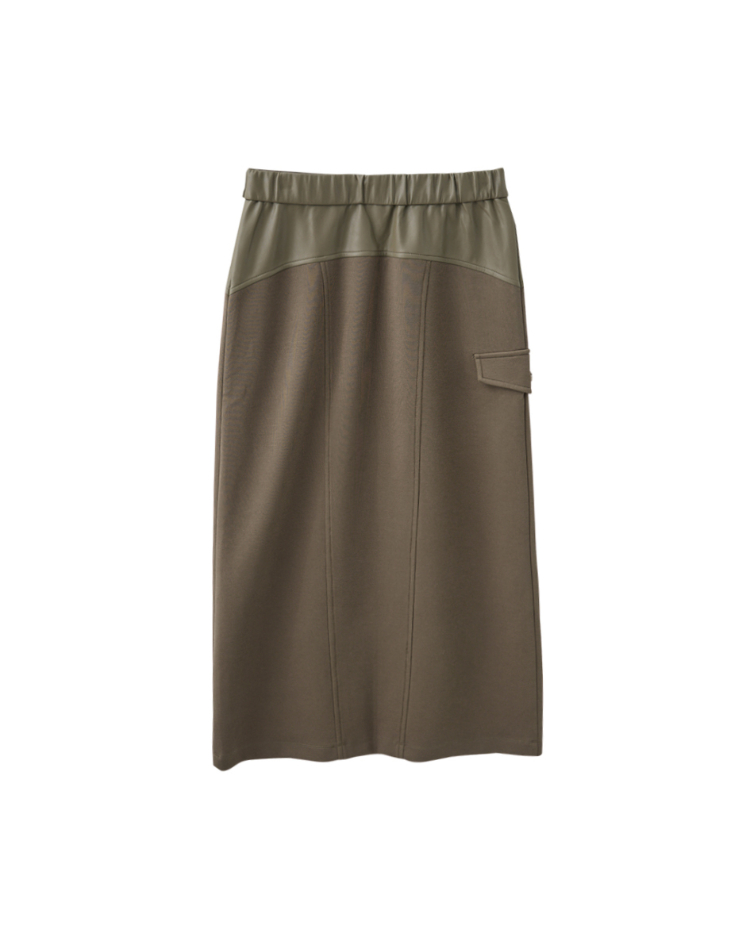 abito皮革拼接長裙