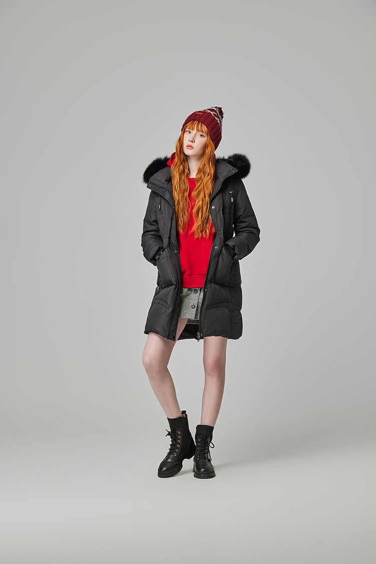 abito長版毛領羽絨外套