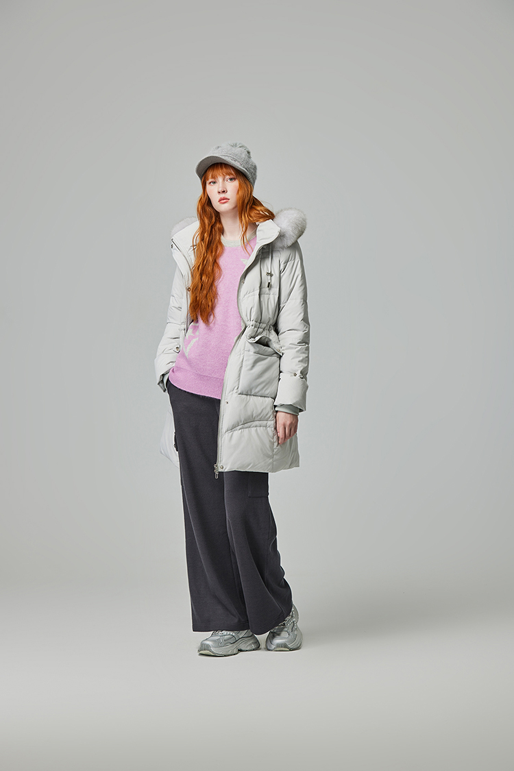 abito長版毛領羽絨外套