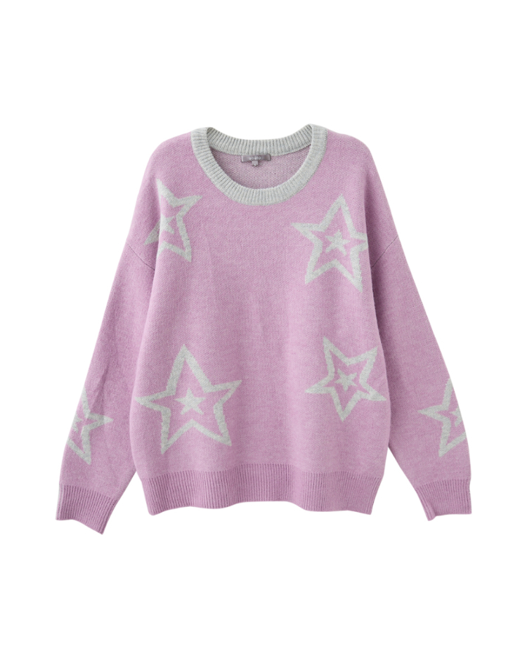 abito跳色拼接星星針織上衣