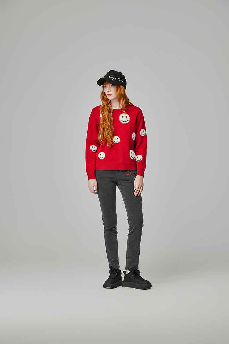 abito可愛笑臉針織上衣
