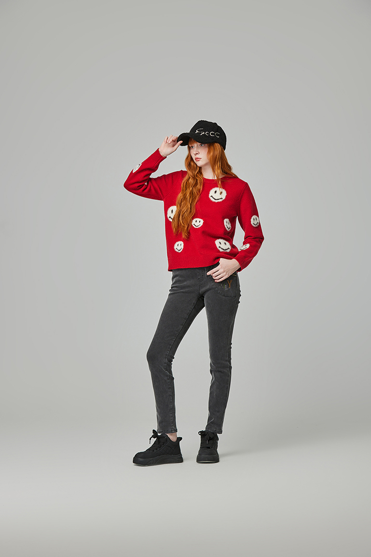 abito可愛笑臉針織上衣